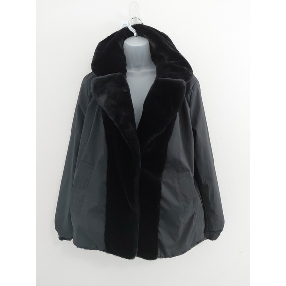 Kensie Women's Reversible Plush Jacket Faux Fur Teddy Coat Size Large Cozy Boxy - Picture 5 of 8